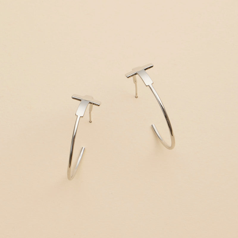 Cross Gold Dip Hoop Earrings