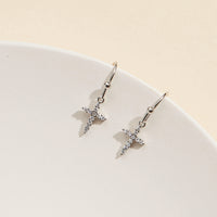 CZ Cross Gold Dip Dangling Earrings