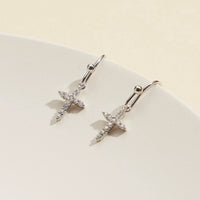 CZ Cross Gold Dip Dangling Earrings