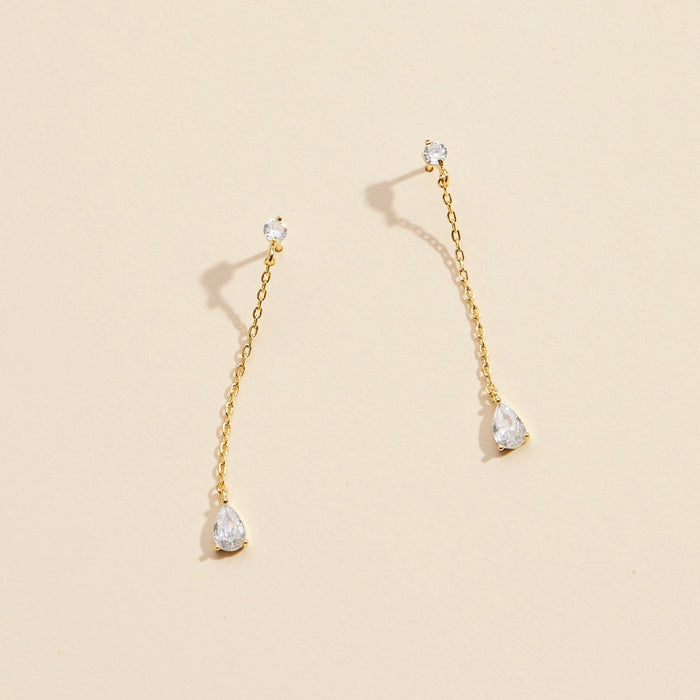 CZ Tear Drop Dangling Earrings