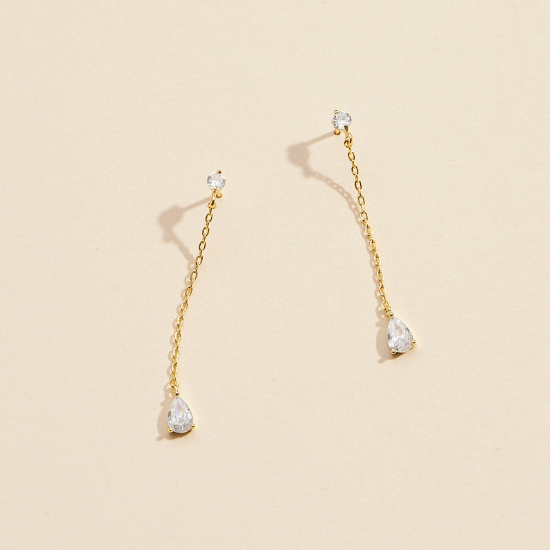 CZ Tear Drop Dangling Earrings