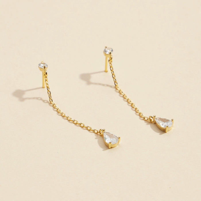 CZ Tear Drop Dangling Earrings