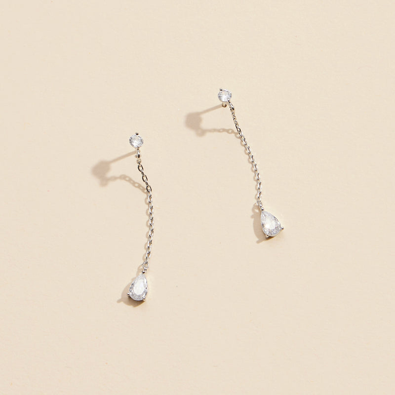 CZ Tear Drop Dangling Earrings