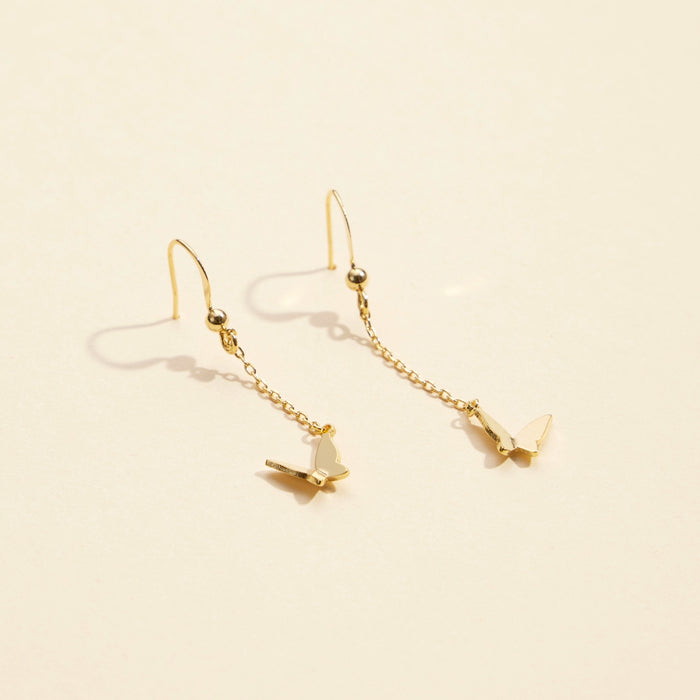 Butterfly Charm Gold Dip Dangling Earrings