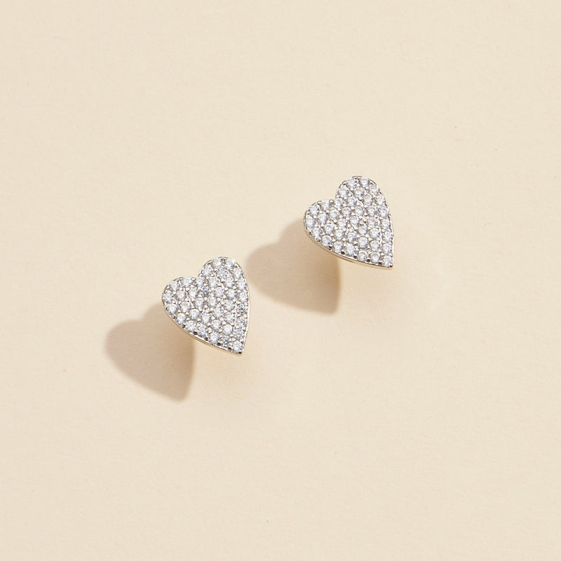 CZ Heart Gold Dip Stud Earrings