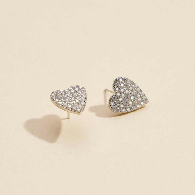 CZ Heart Gold Dip Stud Earrings