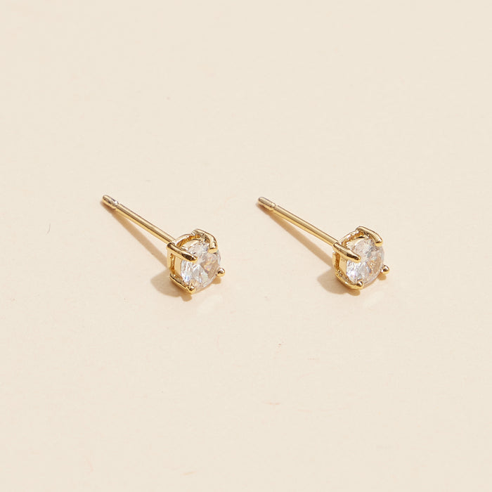 Gold and White Gold Stud Earrings with Sparkling Gemstones