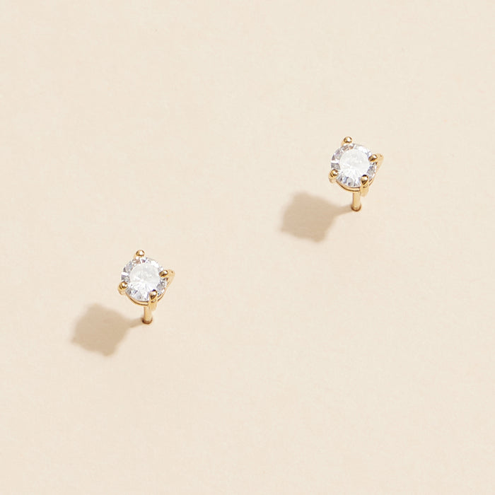 Gold and White Gold Stud Earrings with Sparkling Gemstones