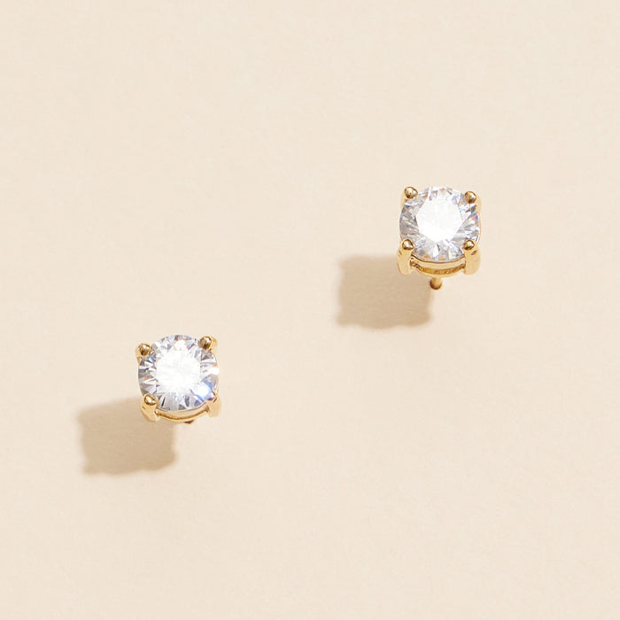 Gold and White Stud Earrings with Brilliant Gemstones