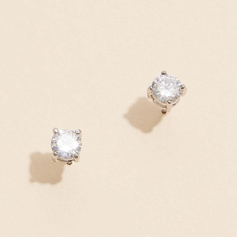 Gold and White Stud Earrings with Brilliant Gemstones