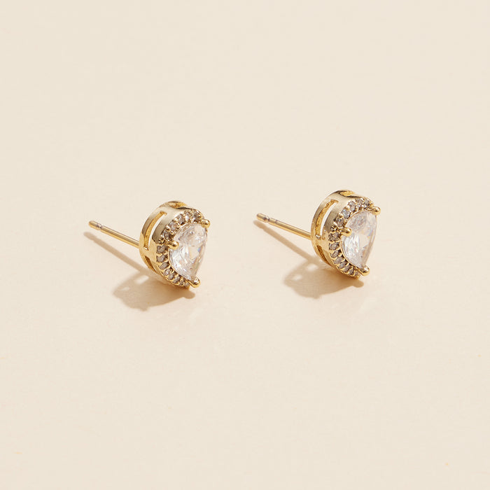 Pear-Shaped Gold Stud Earrings with Diamond Accents