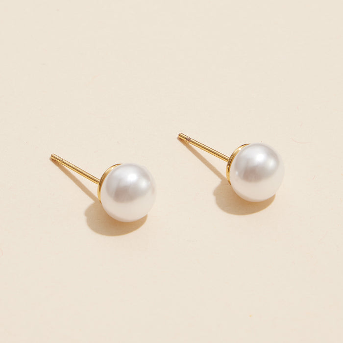 8mm Classic Large Pearl Stud Earrings