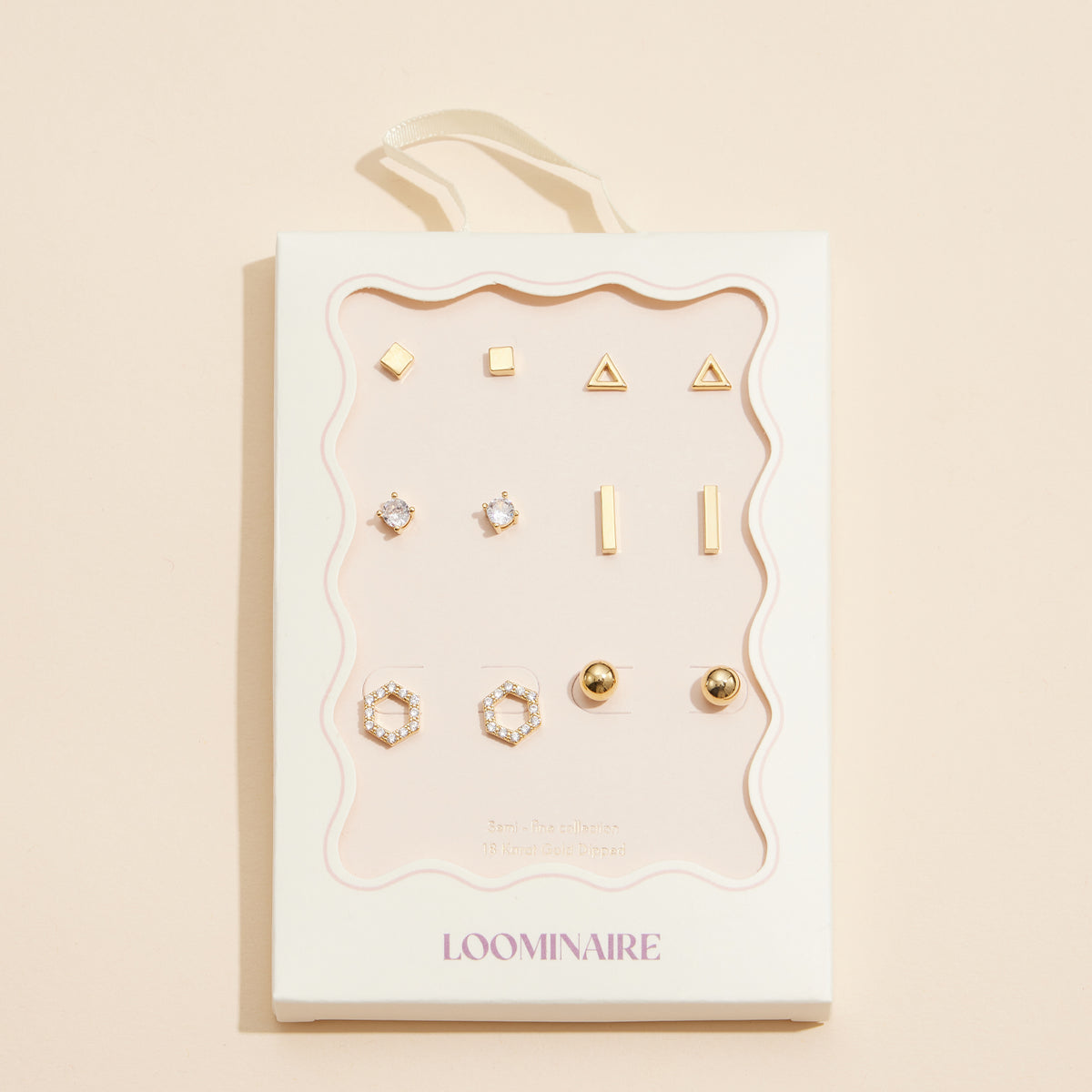 18K Gold Dipped Minimalist 6-Pair Geometric Gold Stud Earring Set – Modern and Chic Designs