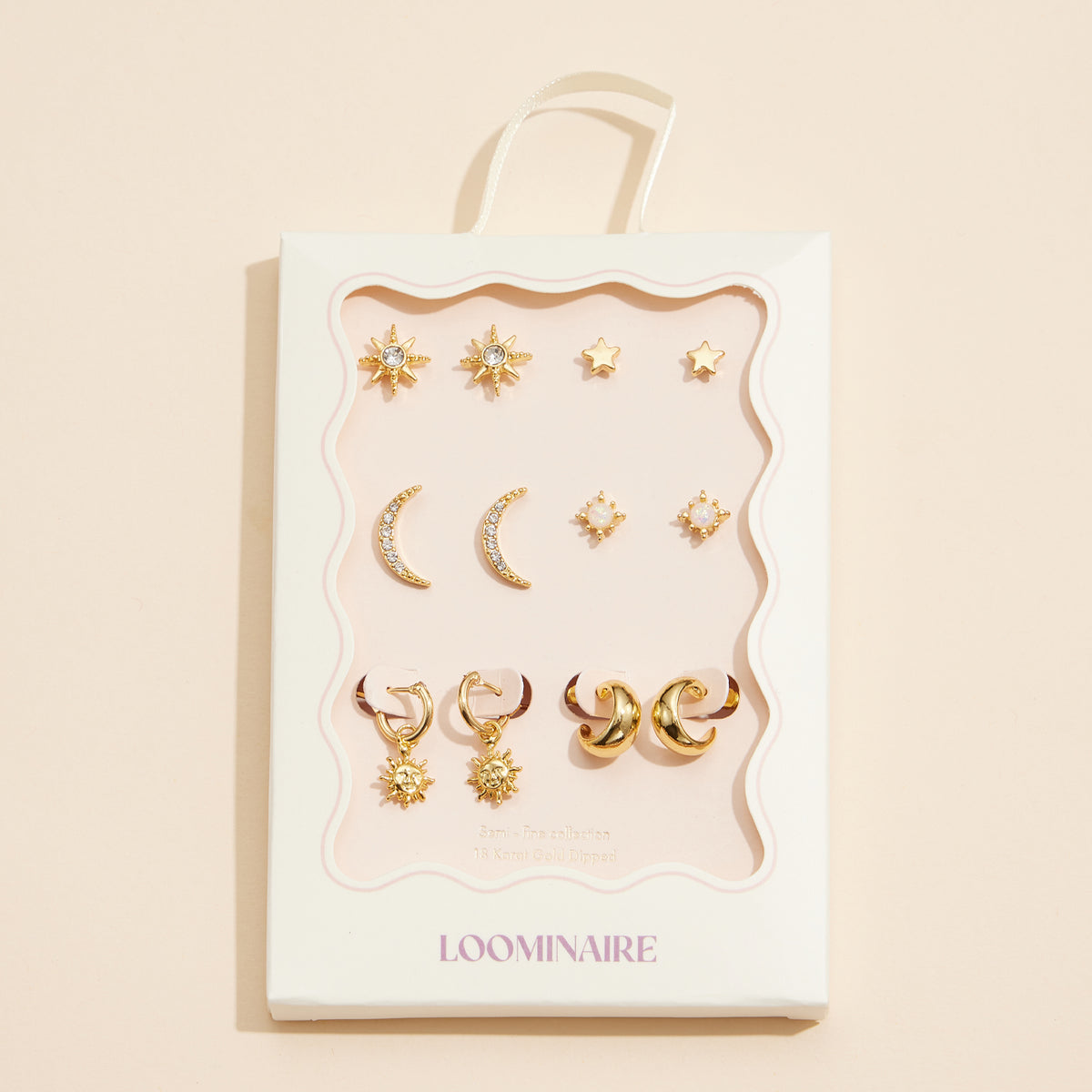 Celestial 18K Gold Dipped Earring Set -Piece Moon, Star, & Sun