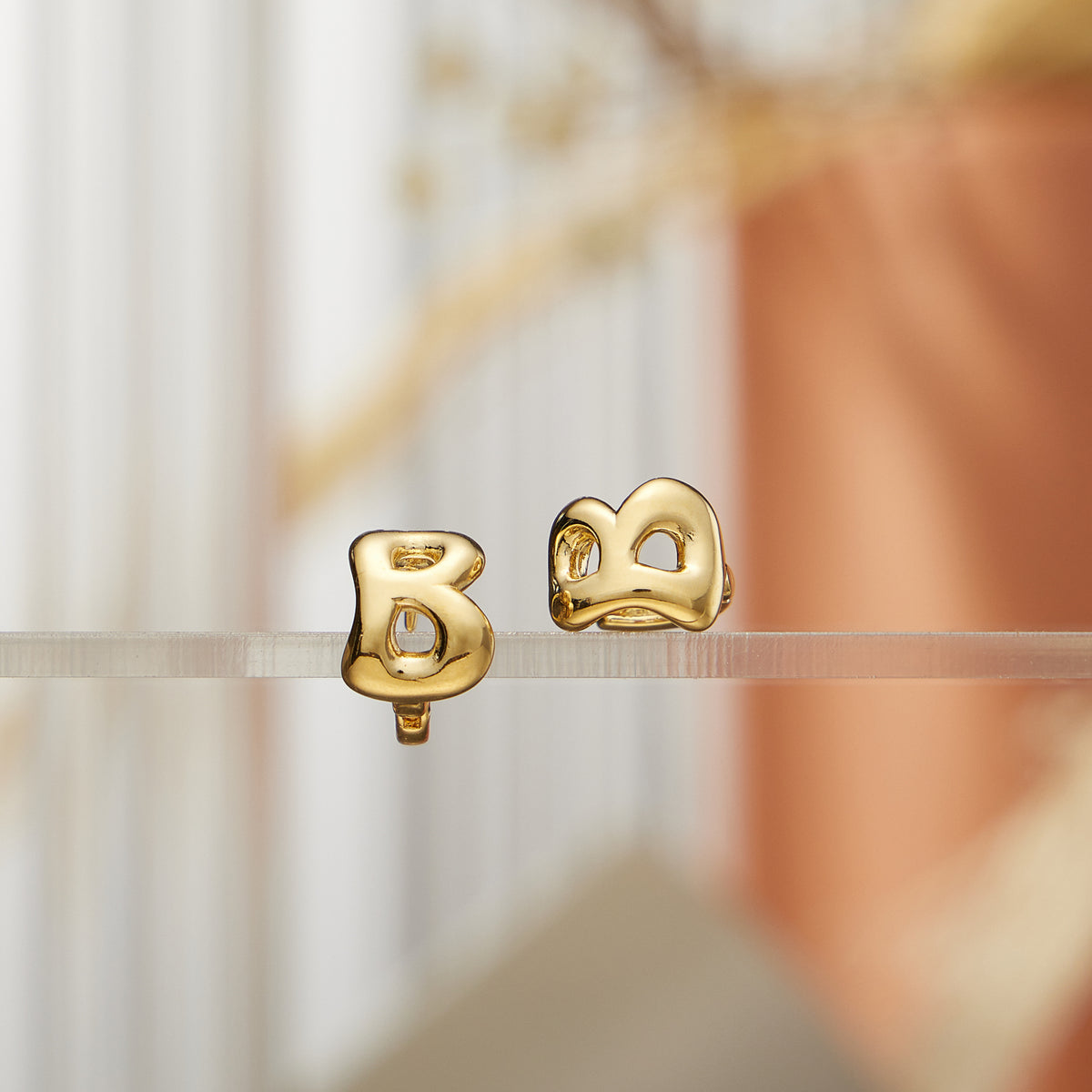 18K Gold-Dipped and Silver Bubble Letter Earrings – Trendy Chunky Initial Studs