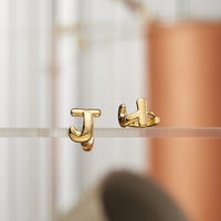 18K Gold-Dipped and Silver Bubble Letter Earrings – Trendy Chunky Initial Studs