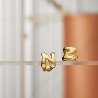 18K Gold-Dipped and Silver Bubble Letter Earrings – Trendy Chunky Initial Studs