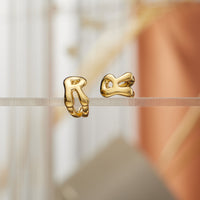 18K Gold-Dipped and Silver Bubble Letter Earrings – Trendy Chunky Initial Studs