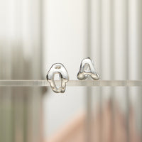 18K Gold-Dipped and Silver Bubble Letter Earrings – Trendy Chunky Initial Studs