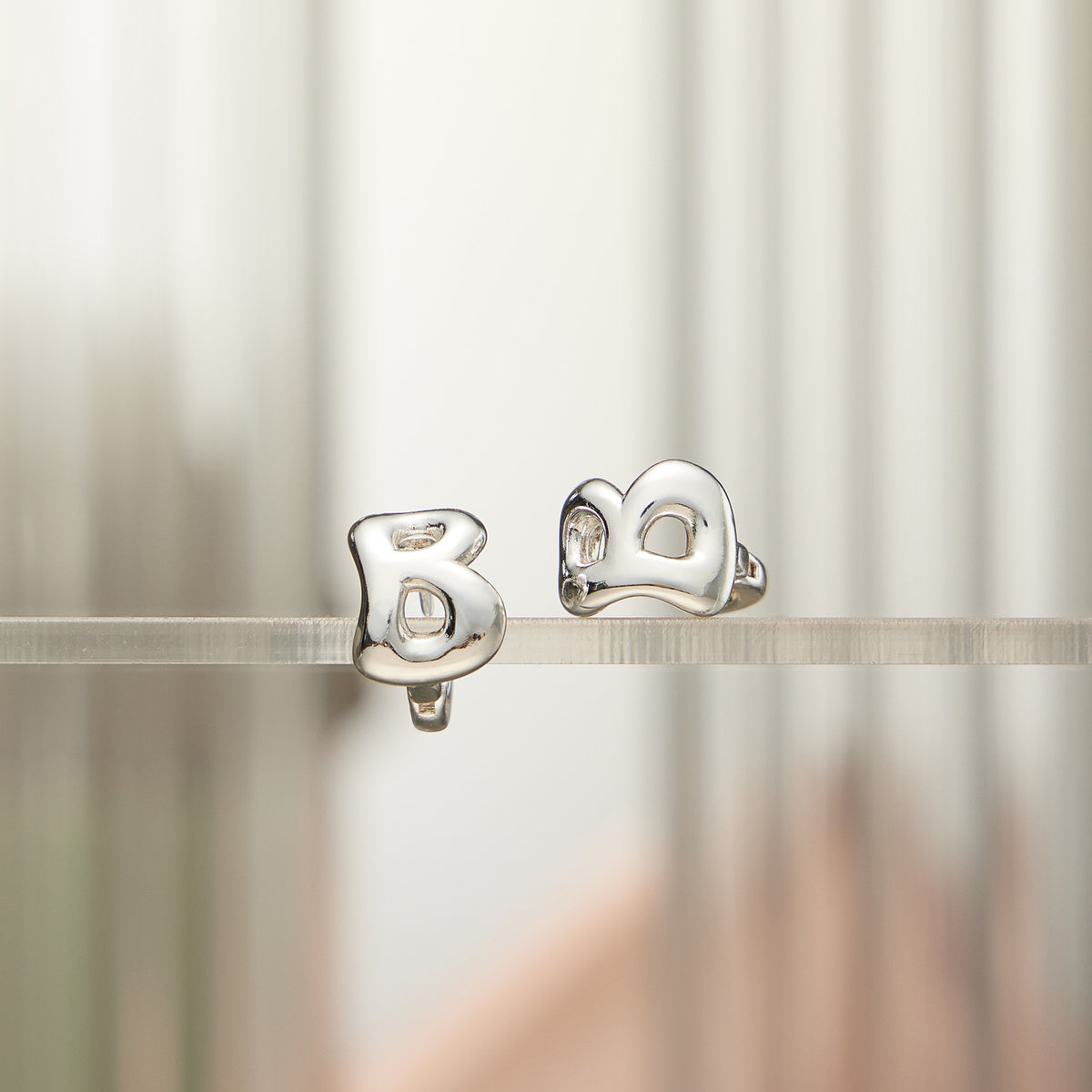 18K Gold-Dipped and Silver Bubble Letter Earrings – Trendy Chunky Initial Studs