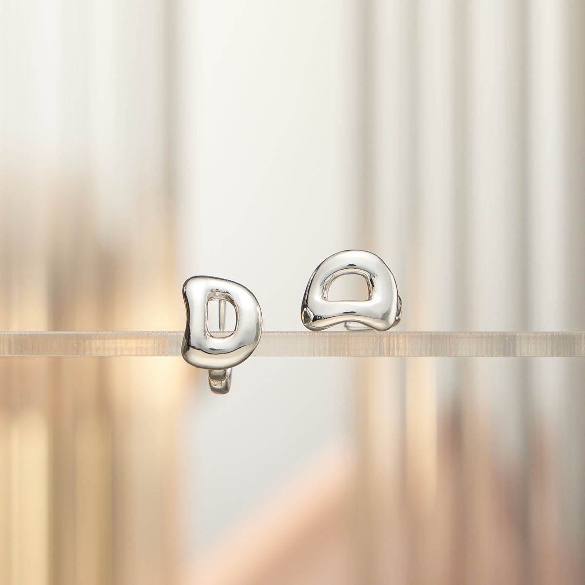 18K Gold-Dipped and Silver Bubble Letter Earrings – Trendy Chunky Initial Studs