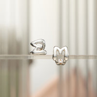 18K Gold-Dipped and Silver Bubble Letter Earrings – Trendy Chunky Initial Studs