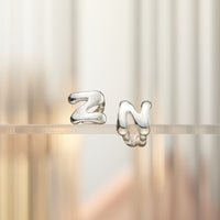 18K Gold-Dipped and Silver Bubble Letter Earrings – Trendy Chunky Initial Studs