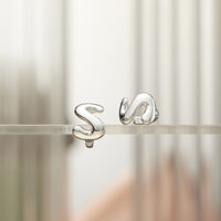 18K Gold-Dipped and Silver Bubble Letter Earrings – Trendy Chunky Initial Studs