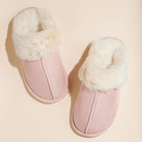 Sherpa Fur Trimmed Home Slippers