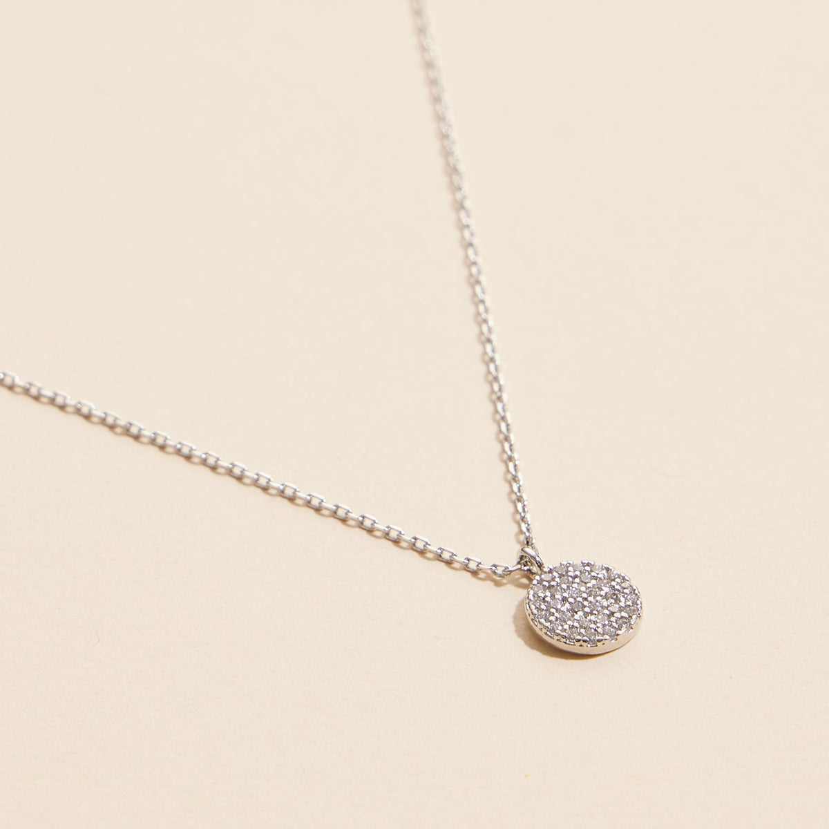 Pave Sparkling Disc Pendant 18K Gold Dip Necklace