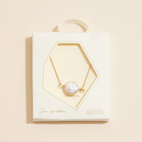 Coin Pearl Pendant 18K Gold Dipped Necklace