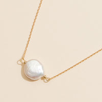 Coin Pearl Pendant 18K Gold Dipped Necklace