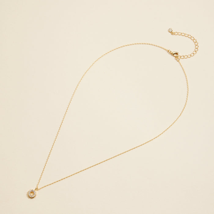 Hollow Cut Circle Charm Gold Dip Short Necklace