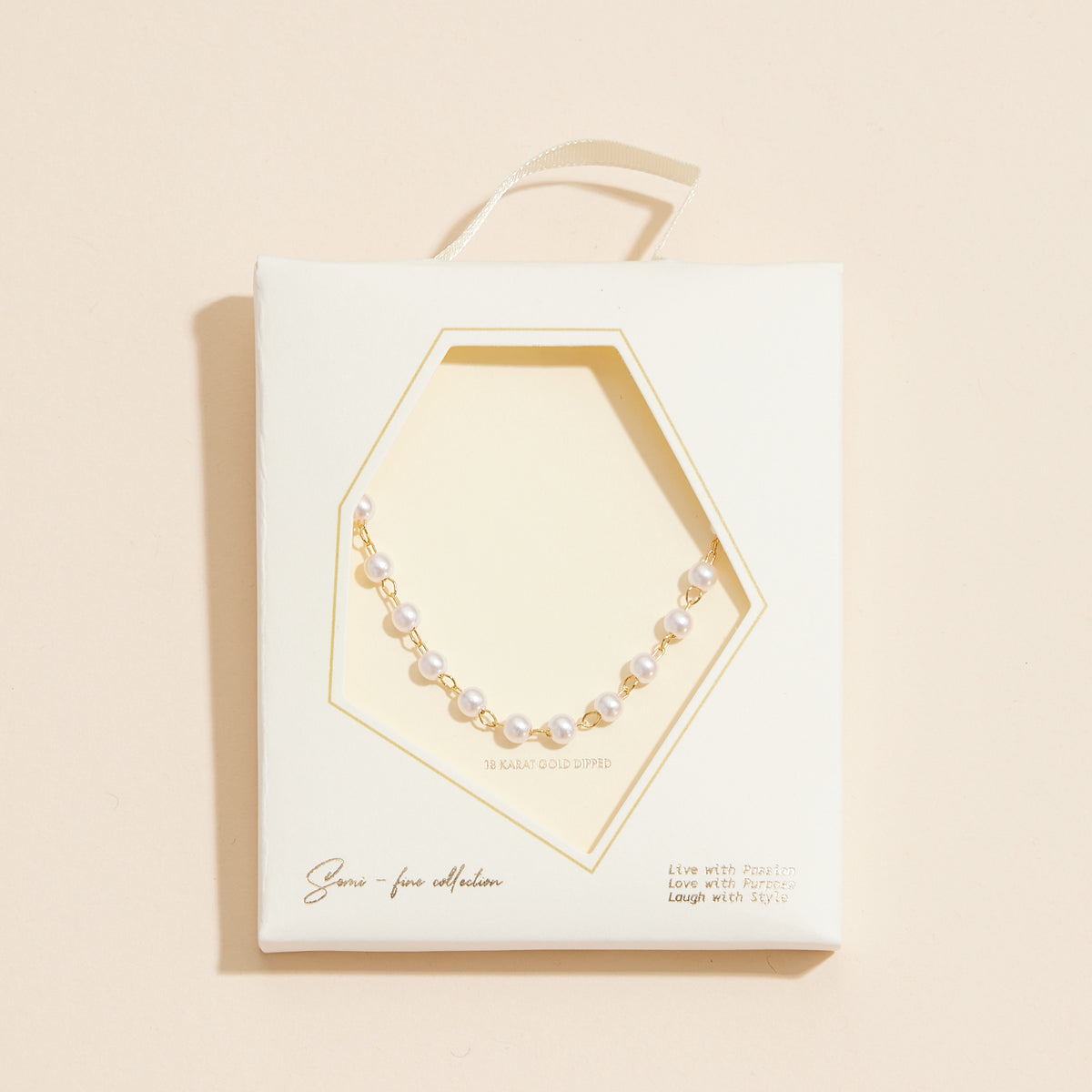 3mm Classic Pearl Link 18K Gold Dipped Necklace