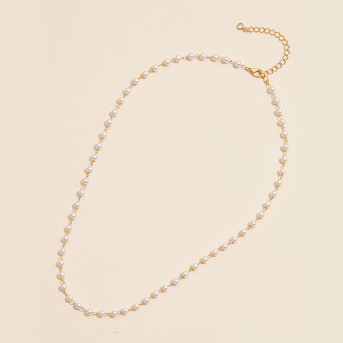 3mm Classic Pearl Link 18K Gold Dipped Necklace