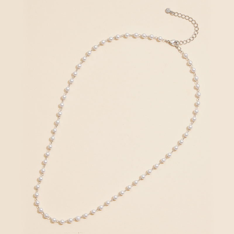 3mm Classic Pearl Link 18K Gold Dipped Necklace