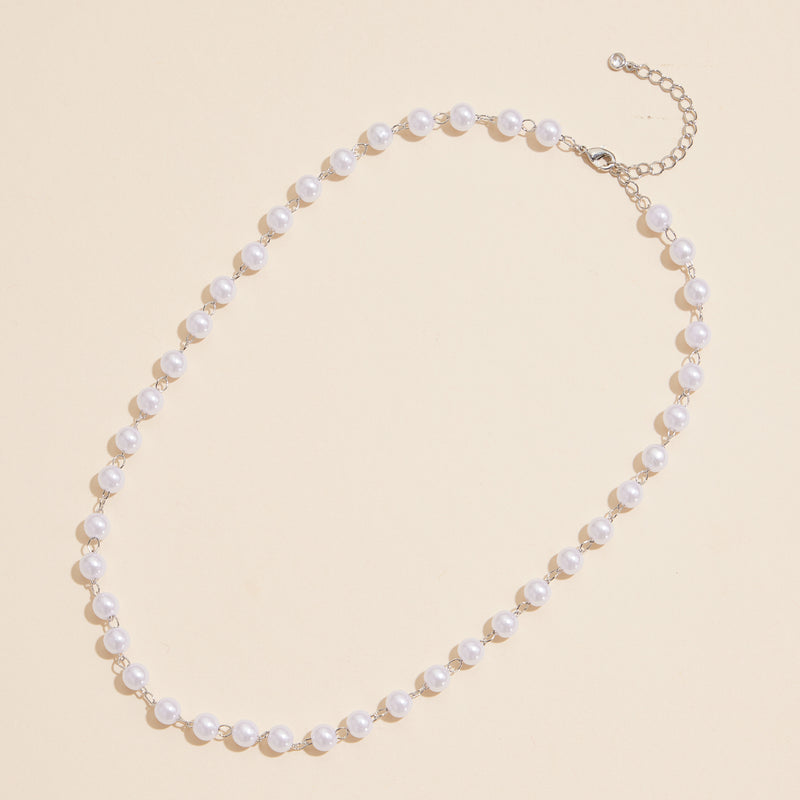 5mm Classic Large Pearl Link 18K Gold Dipped Necklace