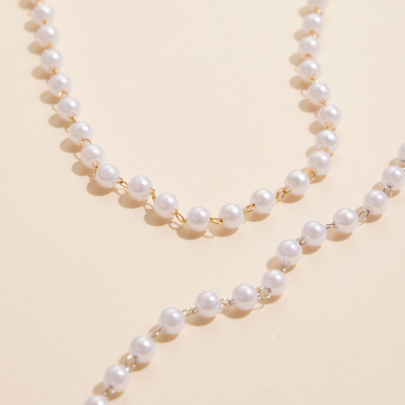 5mm Classic Large Pearl Link 18K Gold Dipped Necklace