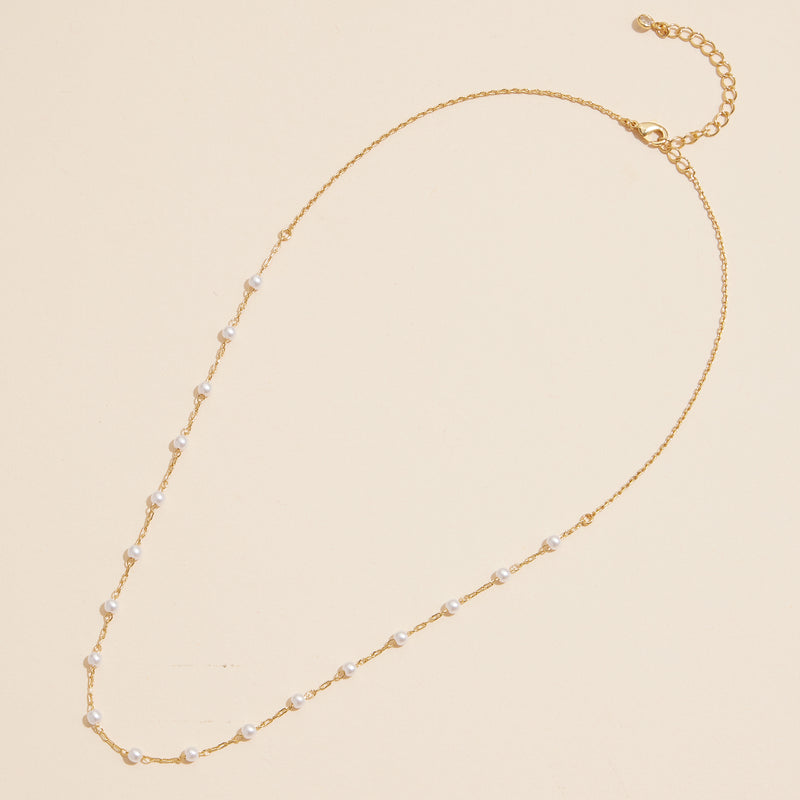 2mm Classic Pearl Link 18K Gold Dipped Necklace