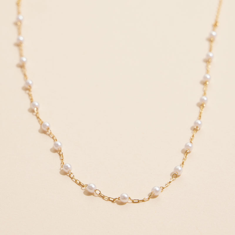 2mm Classic Pearl Link 18K Gold Dipped Necklace