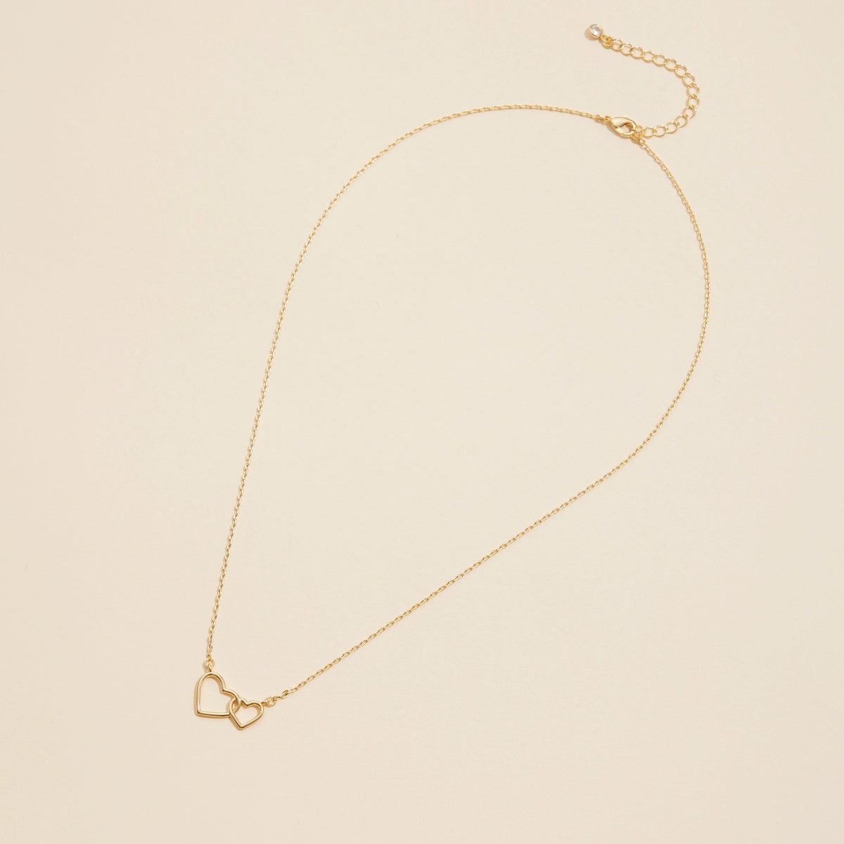 Interlocking Hearts Gold Dip Short Necklace