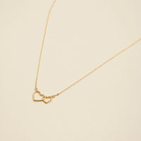 Interlocking Hearts Gold Dip Short Necklace