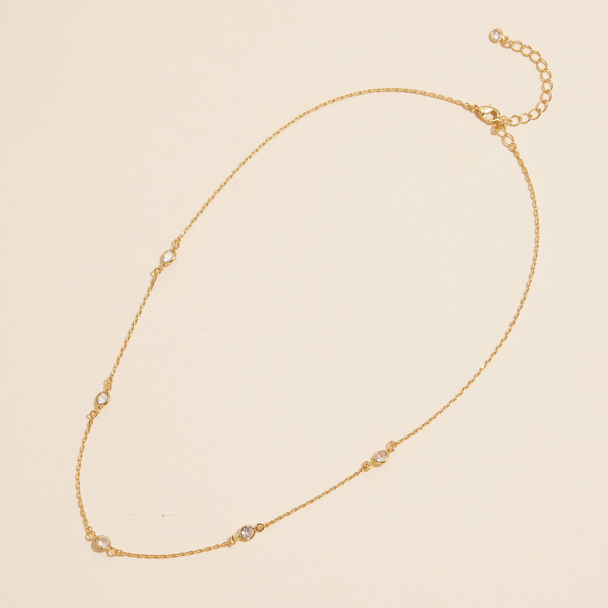 Cubic Zirconia 18K Gold Dipped Chain-Necklace