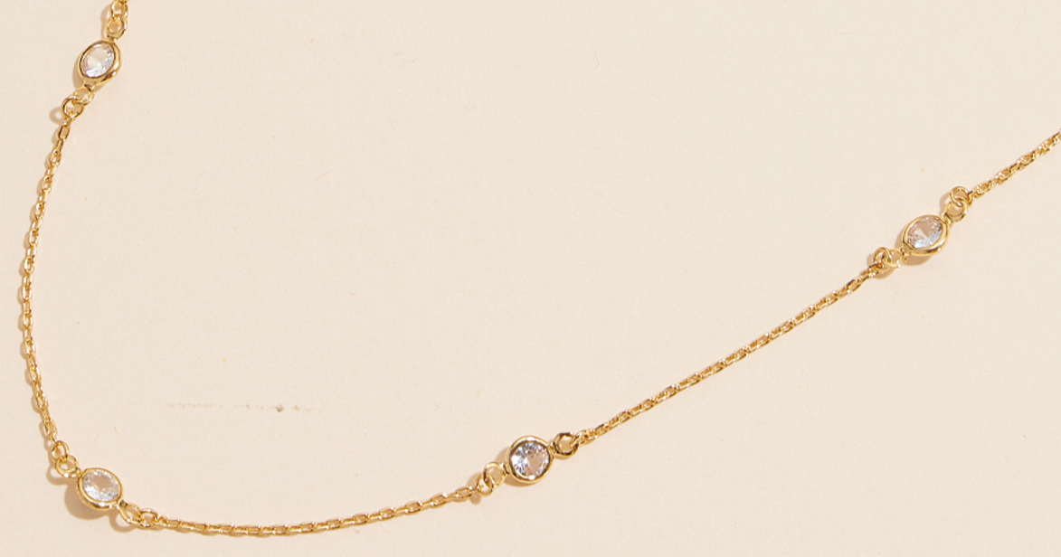 Cubic Zirconia 18K Gold Dipped Chain-Necklace