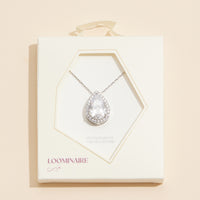 18K Teardrop Pave Pendant Necklace