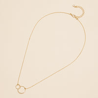 18K Double Circle Pendant Necklace