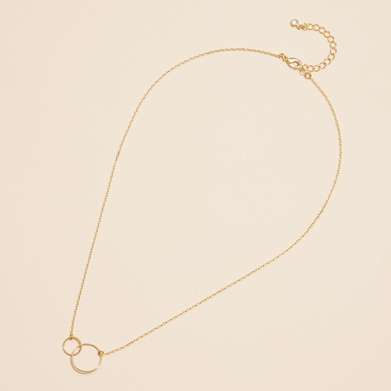 18K Double Circle Pendant Necklace