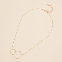 16mm Double Large Circle 18K Gold Dip Interlocking Necklace