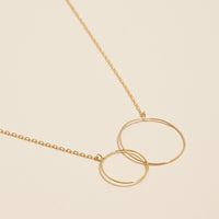 16mm Double Large Circle 18K Gold Dip Interlocking Necklace