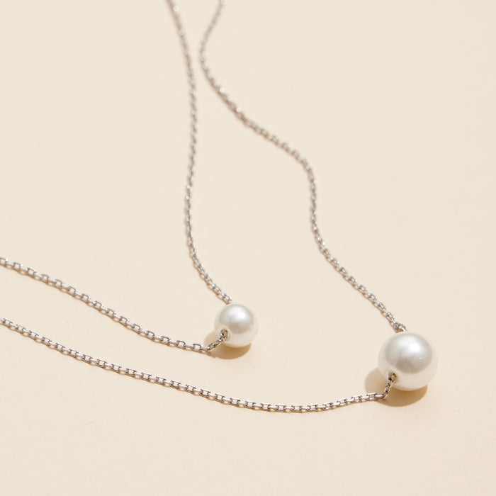 18K Double Pearl Layered Necklace